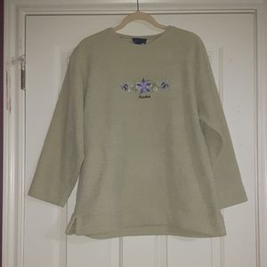 Vintage Alaska Sweater Size Large Green Purple 100% Polyester